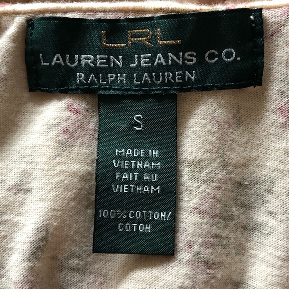 Lauren Jeans Co. Ruffle Neck Top Size S Long Sleeve Floral Cotton Old Money - Picture 2 of 14